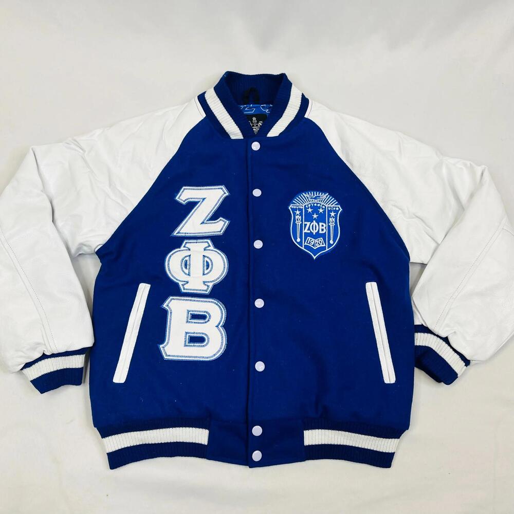 Zeta Wool and Leather Letterman Jacket – Royal Blue & White